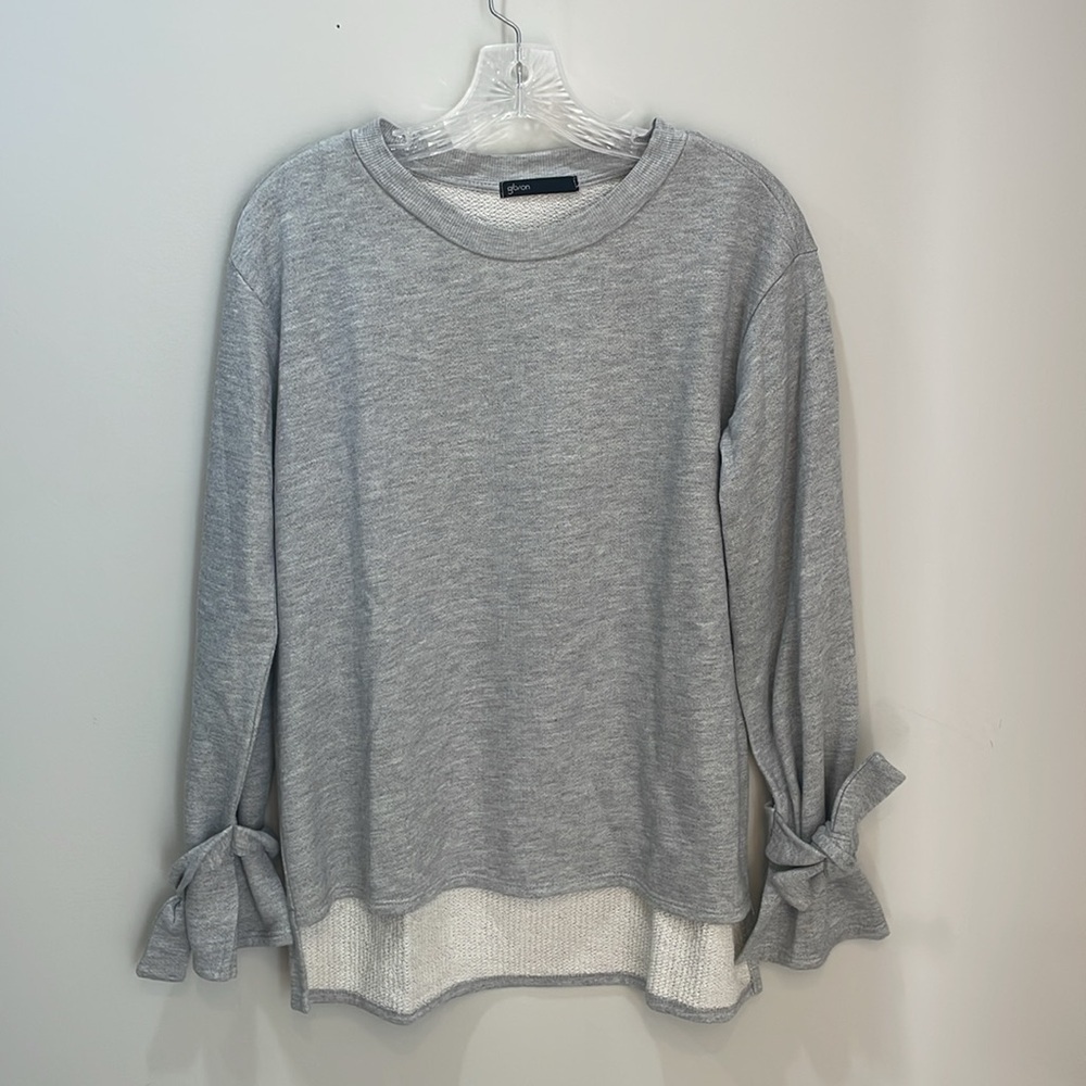 Gibson Grey Oversized sweatshirt Tie Cuff Sleeves S